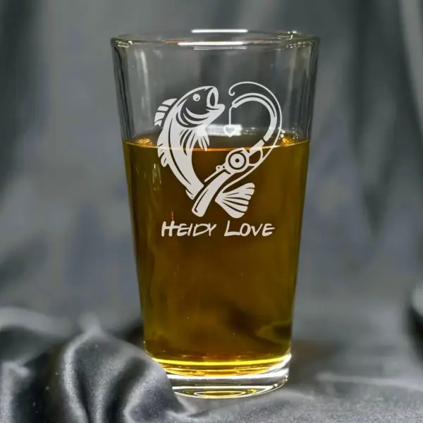 Personalized Fishing Engraved Glass for Her Custom Beer Pint, Wine, or Whiskey Glass Unique Gift for fisherman Perfect gift for Angler Girl - Image 2
