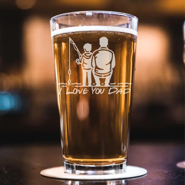 Personalized Fishing Engraved Glass for Dad Custom Beer Pint, Wine, or Whiskey Glass Unique Gift for fisherman Perfect gift for Father's Day - Image 2