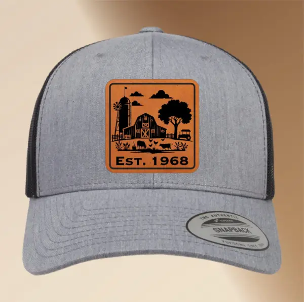 Personalized Engraved Farmers Hat Leather Patch | Custom Adjustable Trucker Hat Gift | Men's Snapback Cap | Farming Accessory | Cowboy Hat - Image 2