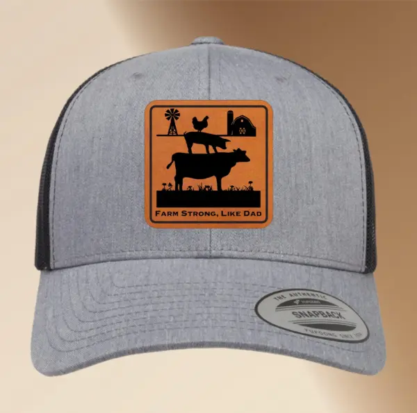 Personalized Leather Patch Farmers Hat | Custom Engraved Adjustable Trucker Hat Gift | Men's Snapback Cap, Farming Accessory | Cowboy Hat - Image 2