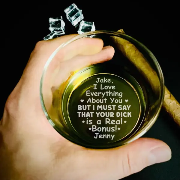 Personalized Funny Engraved Whiskey Glass – I Love Everything About You But Your D Is a Real Bonus – Sexy Gift for Him, Husband, Boyfriend - Image 2
