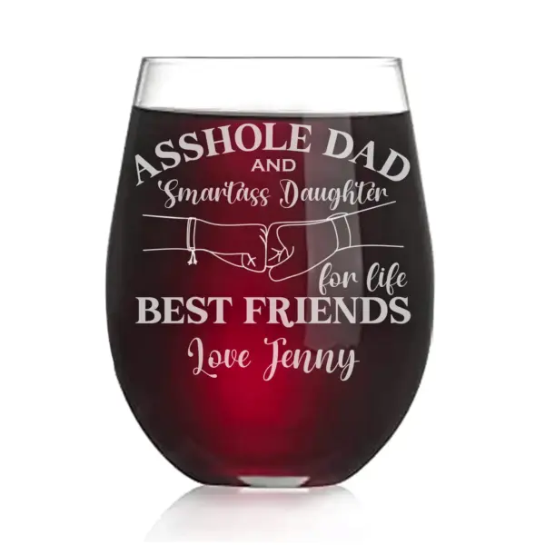 Custom Engraved Dad and Daughter Glass | Personalized Whiskey or Wine Glass | Perfect Father’s Day, Christmas, or Daughter Gift for Dad - Image 2