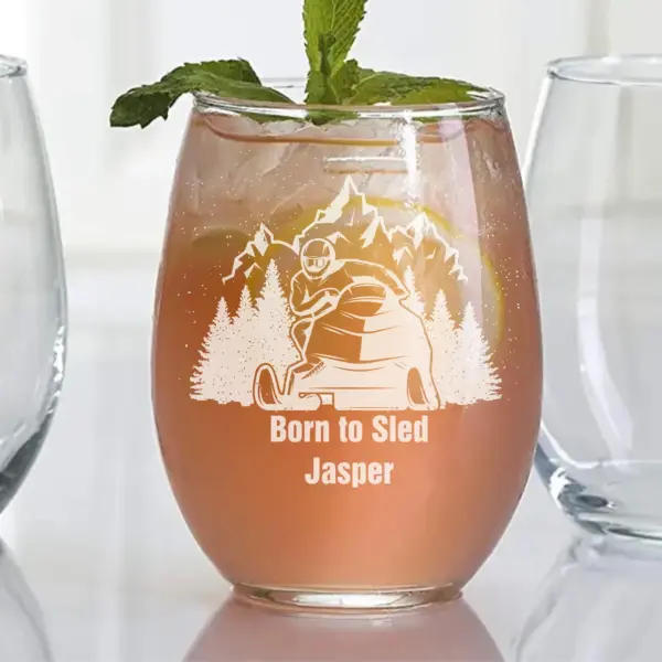 Custom Snowmobile Engraved Glass Personalized Whiskey, Wine Beer Glass Perfect Gift for Snowmobile Riders, Outdoor Enthusiasts, Dad, Grandpa - Image 2
