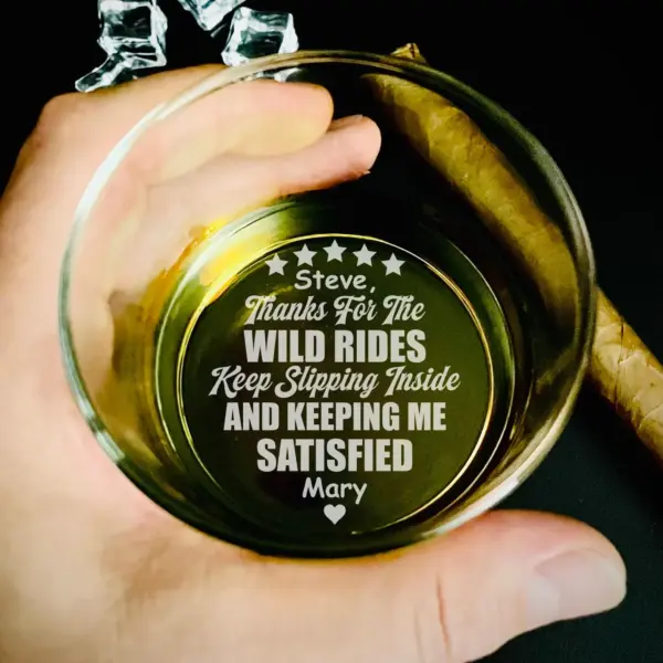 Thanks for the Wild Rides -Personalized Engraved Whiskey Glass Funny Sexy Gift for Him Husband Boyfriend Anniversary or Valentine’s Day Gift - Image 2