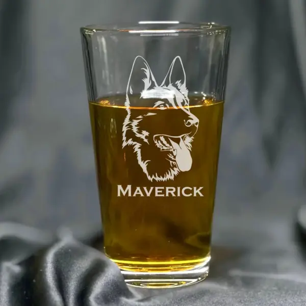 Personalized German Shepherd Dog Engraved Glass - Custom Whiskey, Wine, or Beer Glass - Etched Pet Memorial or Birthday Gift, Dog Lover Gift - Image 3