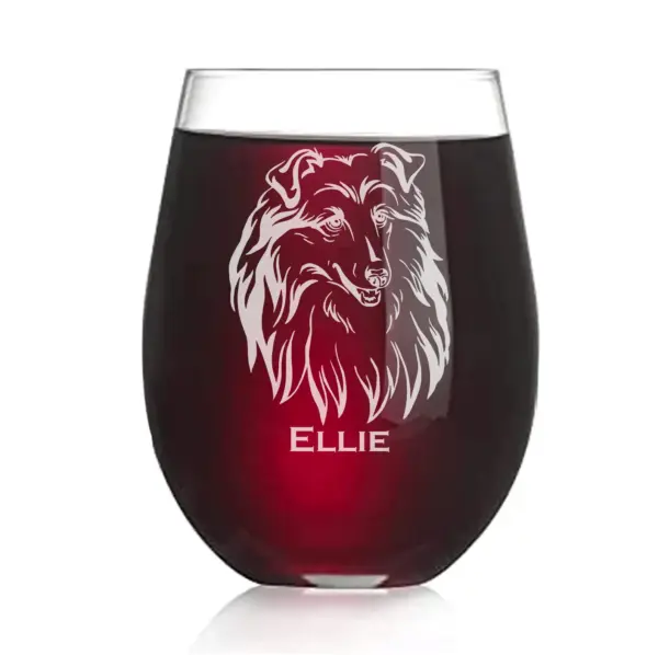 Custom Collie Dog Engraved Glass Personalized Whiskey, Wine, Beer Glass, Pet Lover Gift, New Pet Gift for Dog Mom Dog Dad, Dog Memorial Gift - Image 2