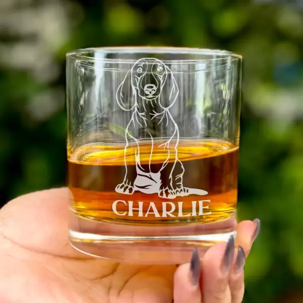 Personalized Dachshund Engraved Whiskey, Wine, or Beer Glass – Custom Dog Lover Gift – Etched Dachshund Silhouette Glassware, Dog Memorial - Image 3
