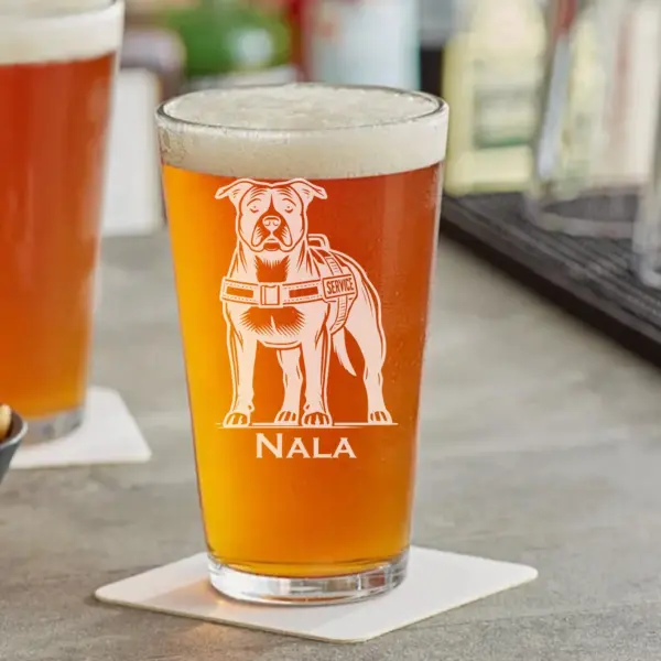 Personalized Service Dog Pitbull Engraved Glass - Custom Whiskey, Wine, or Beer Glass- Dog Lover Gift, Pet Memorial, Animal Lover - Image 3