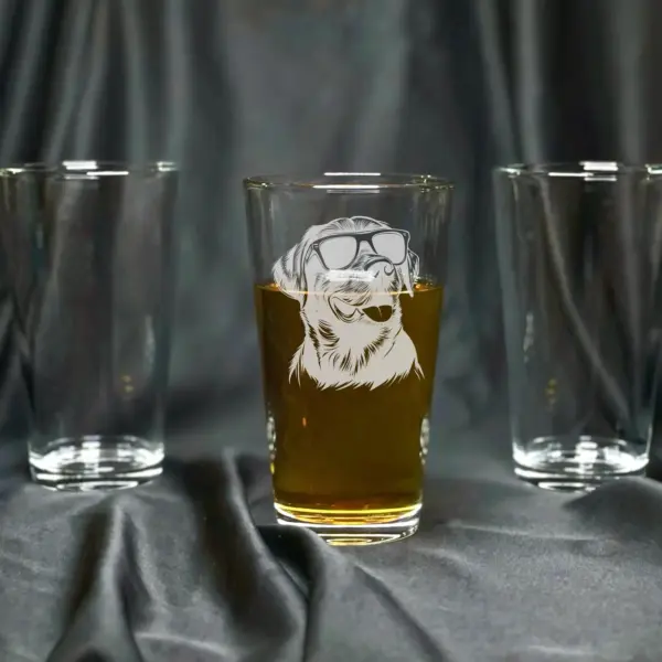 LABRADOR Dog ETCHED Cool Dog with Glasses Whiskey, Stemless Wine or Beer Pint Glass Personalized Lab Gift Custom Dog Labrador Glass Gift - Image 3