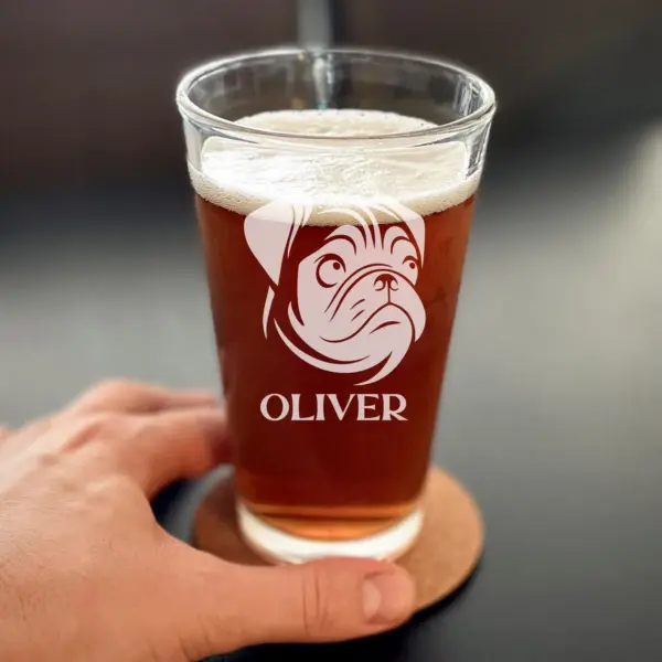 Personalized Pug Dog Engraved Whiskey, Beer, or Wine Glass, Custom Dog Memorial Gift, Pug Dog Mom & Dad Gift, Pet Lover Gift, Engraved Pug - Image 3