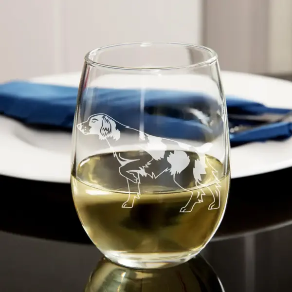 Brittany SPANIEL Dog ENGRAVED Whiskey Glass or Stemless Wine Glass Custom New Pet gift Dog Memorial Glass Gift Spaniel Mom Gift Dog Dad Gift - Image 2
