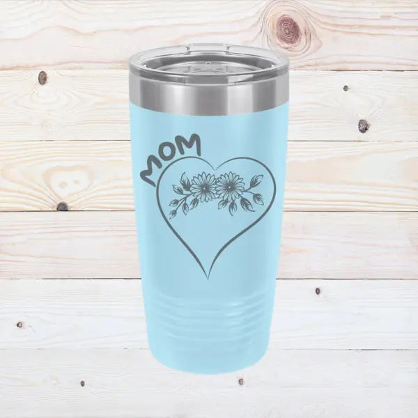 Mother's Day Gift Engraved 20 oz Tumbler Heart Flower Gift for Mom Custom Flower Tumbler Personalized with Names Gift for Mother from Family - Image 3