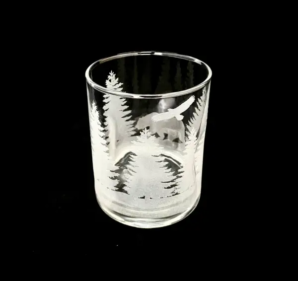 Engraved Bear Whiskey Glass | Custom Forest & Adventure Gift | Mountains Hunter Gift | Outdoors Old Fashioned Rocks Glass - Image 2