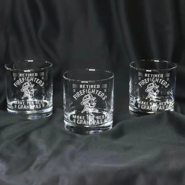 Personalized Engraved Retired Firefighter Design Glass Custom Whiskey, Wine, Beer Glass, Gift for Firefighter, Best Dad, Grandpa Fathers day - Image 2