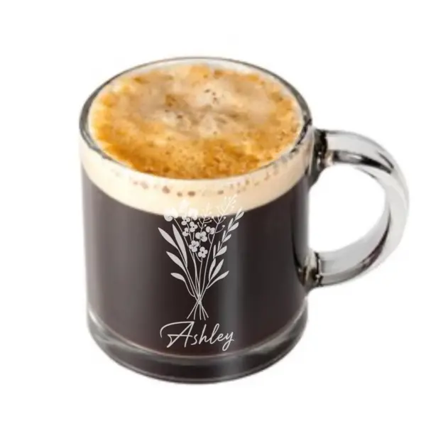 Personalized Engraved Flower Bouquet Coffee Mug –Custom Floral Glass Cup, Mother’s Day Gift, Bridesmaid Proposal, Unique Gift for Mom or Her - Image 3