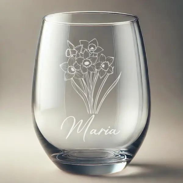 Personalized Engraved Birth Flower Wine Glass – Custom Mother’s Day Gift, Bridesmaid Proposal, Floral Glass for Mom, Unique Gift for Her - Image 3