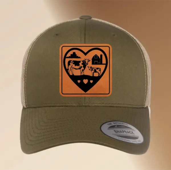 Personalized Leather Patch Farmers Hat | Custom Engraved Adjustable Trucker Hat Gift | Men's Snapback Cap, Farming Accessory | Cowboy Hat - Image 3