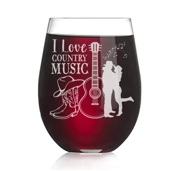 Personalized Country Music Engraved Glass Custom Guitar & Boots Design | Cowboy Hat Whiskey, Beer, or Wine Glass | Perfect Countryside Gift - Image 3
