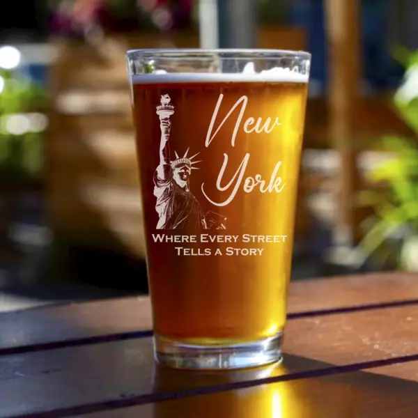 Personalized New York Statue of Liberty Engraved Whiskey, Wine, or Beer Glass Custom NYC Silhouette Gift,New Yorker Souvenir, NYC Lover Gift - Image 3