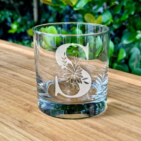 Personalized Floral Initial Glass With Custom Name on Wine, Whiskey or Beer Pint Glass| Unique Gift for Bridesmaids, Moms & Holidays Gift - Image 3