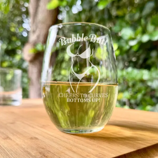 Bubble Butt Cheers to Curves - Personalized Engraved Whiskey, Wine, or Beer Glass- Funny Gift for Her, Him, Birthday, Anniversary, Christmas - Image 3