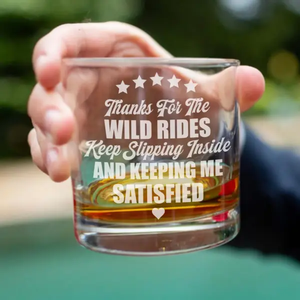 Thanks for the Wild Rides -Personalized Engraved Whiskey Glass Funny Sexy Gift for Him Husband Boyfriend Anniversary or Valentine’s Day Gift - Image 3