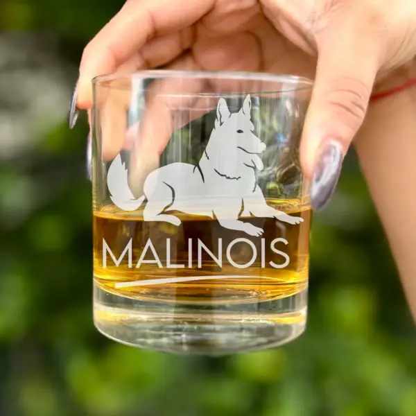 Personalized Belgian Malinois Dog Engraved Glass - Custom Whiskey, Wine, or Beer Glass - Pet Lover Gift, Dog Memorial, New Pet Gift - Image 4