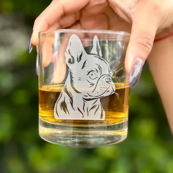 Custom FRENCH Bulldog Dog Etched Whiskey Glass or Stemless Wine Glass Memorial Dog Gift Engraved Personalized Dog Mom Gift Dog Dad Gift - Image 5