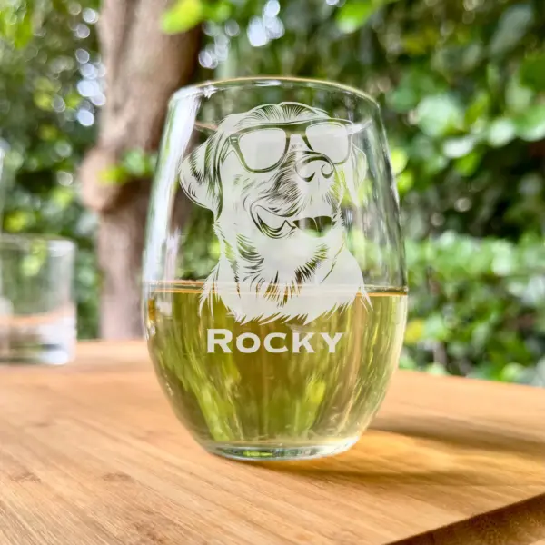 LABRADOR Dog ETCHED Cool Dog with Glasses Whiskey, Stemless Wine or Beer Pint Glass Personalized Lab Gift Custom Dog Labrador Glass Gift - Image 4