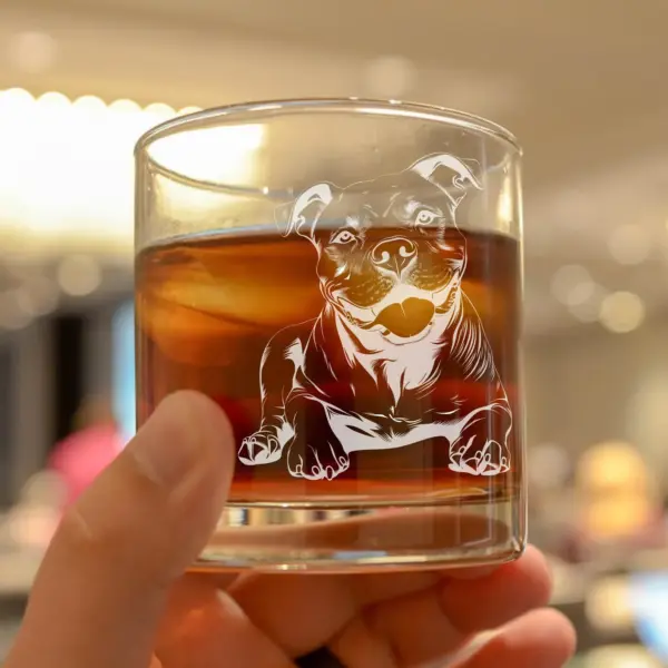 Custom American Pitbull Engraved Glass - Personalized Whiskey, Wine, or Beer Glass- Dog Lover Gift, Pet Memorial, Dog Dad Gift, Housewarming - Image 4