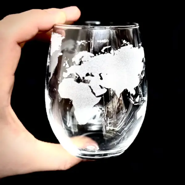Custom World Map Engraved on Wine Glasses Personalized World Traveler Explorer Gift Geography Lover Moving Gift Traveling World Citizen - Image 3