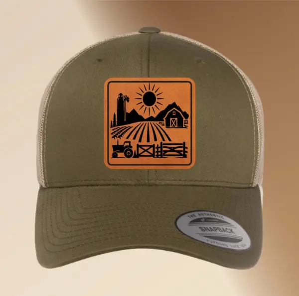 Personalized Engraved Farmers Hat Leather Patch | Custom Adjustable Trucker Hat Gift | Men's Snapback Cap | Farming Accessory | Cowboy Hat - Image 4