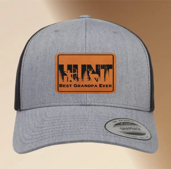 Personalized Leather Patch Hunting Hat | Engraved Adjustable Trucker Hat | Deer Hunters Gift | Custom Men's Snapback Cap Father's Day Gift - Image 4