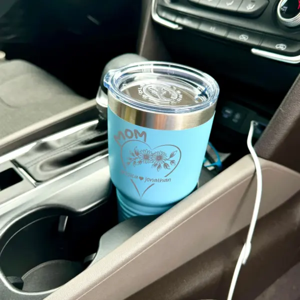 Mother's Day Gift Engraved 30 oz Tumbler Heart Flower Gift for Mom Custom Flower Tumbler Personalized with Names Gift for Mother - Image 5