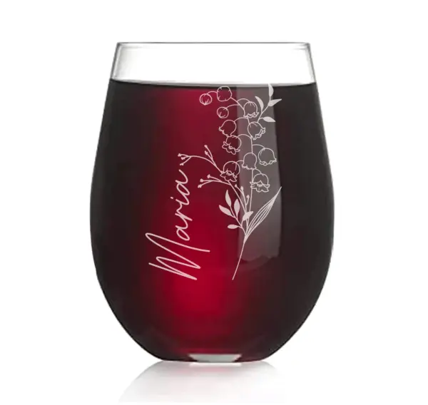 Mother's Day Gift Birth Flower Engraved Wine Glass Bridesmaid Proposal Personalized Gift for Mom Floral Personalized Glass for Her - Image 4