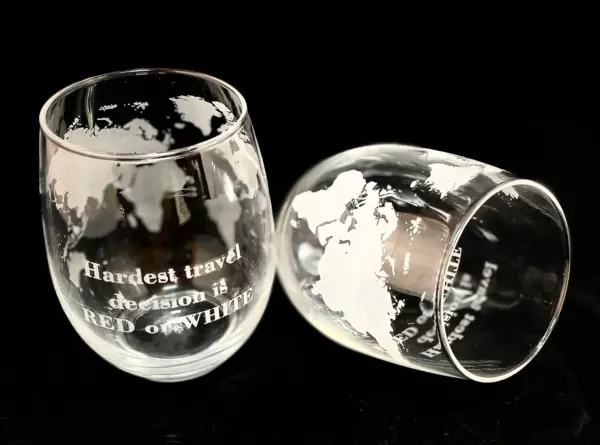 Custom World Map Engraved on Wine Glasses Personalized World Traveler Explorer Gift Geography Lover Moving Gift Traveling World Citizen - Image 4