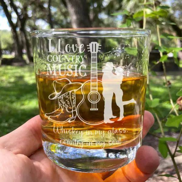 Personalized Country Music Engraved Glass Custom Guitar & Boots Design | Cowboy Hat Whiskey, Beer, or Wine Glass | Perfect Countryside Gift - Image 5