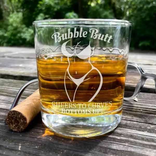 Bubble Butt Cheers to Curves - Personalized Engraved Whiskey, Wine, or Beer Glass- Funny Gift for Her, Him, Birthday, Anniversary, Christmas - Image 5