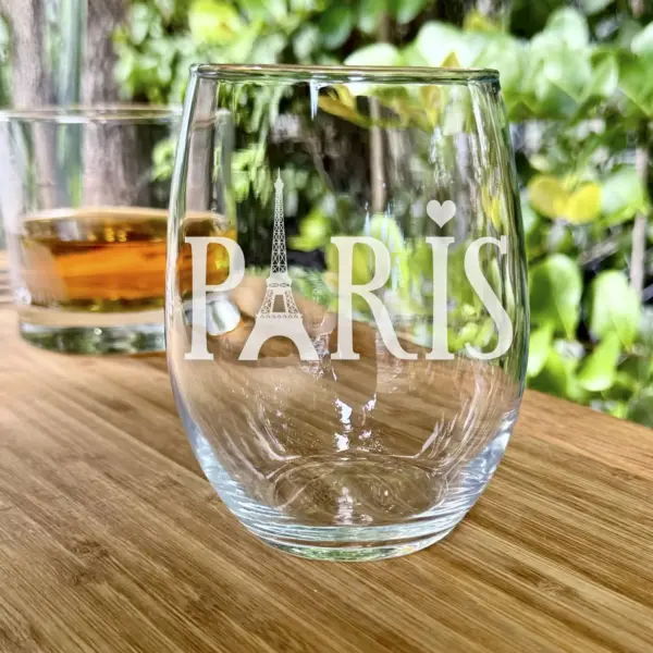 Personalized Paris & Eiffel Tower Engraved Glass - Custom Whiskey, Wine, or Beer Glass - France Gift, Engagement, Honeymoon, Valentine’s - Image 5