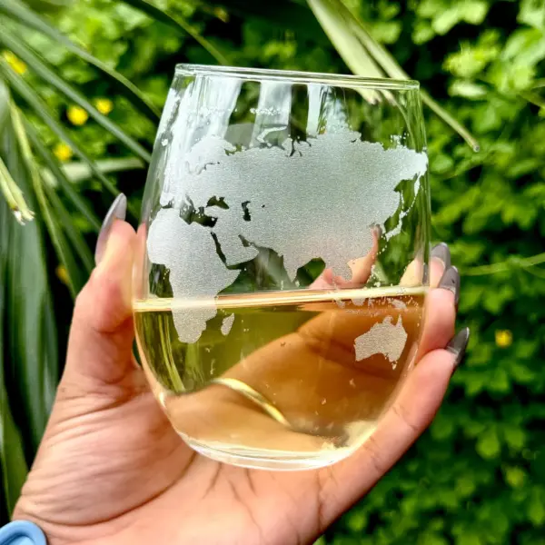 Custom World Map Engraved on Wine Glasses Personalized World Traveler Explorer Gift Geography Lover Moving Gift Traveling World Citizen - Image 6